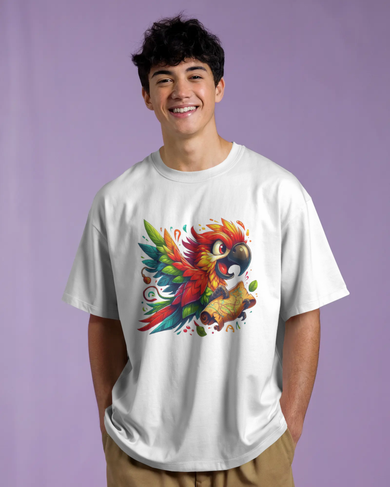 Treasure Parrot Tee - Oversized T-shirt
